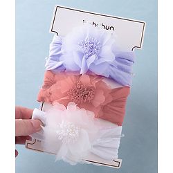 Babyhug Free Size Headbands Floral Applique Pack of 3 - Multicolor