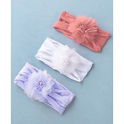 Babyhug Free Size Headbands Floral Applique Pack of 3 - Multicolor