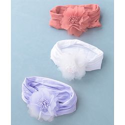 Babyhug Free Size Headbands Floral Applique Pack of 3 - Multicolor