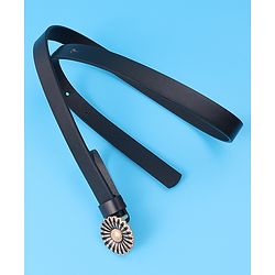 Babyhug Free Size Belt With Floral Buckle - Black