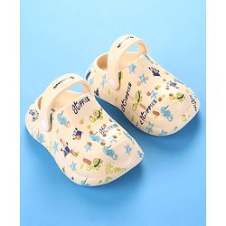 Cute Walk by Babyhug Crab Printed Clogs with Backstrap - Cream
