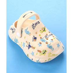 Cute Walk by Babyhug Crab Printed Clogs with Backstrap - Cream
