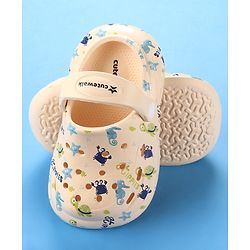 Cute Walk by Babyhug Crab Printed Clogs with Backstrap - Cream