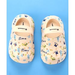 Cute Walk by Babyhug Crab Printed Clogs with Backstrap - Cream