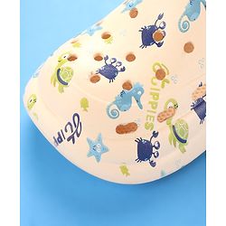 Cute Walk by Babyhug Crab Printed Clogs with Backstrap - Cream