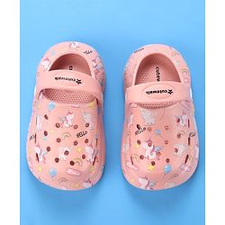Cute Walk by Babyhug Unicorn Printed Clogs with Backstrap - Dark Peach