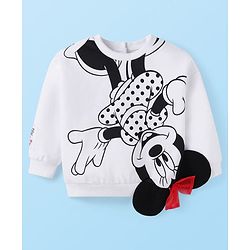 Babyhug Disney Single Jersey Knit Full Sleeves Sweatshirt & Leggings Set with Minnie Mouse Graphics Bow &  Badge Detailing - Black & White