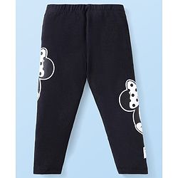 Babyhug Disney Single Jersey Knit Full Sleeves Sweatshirt & Leggings Set with Minnie Mouse Graphics Bow &  Badge Detailing - Black & White