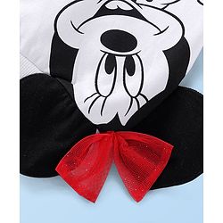 Babyhug Disney Single Jersey Knit Full Sleeves Sweatshirt & Leggings Set with Minnie Mouse Graphics Bow &  Badge Detailing - Black & White