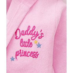 Babyhug Terry Knit Full Sleeve Hooded Bathrobe With Elastic At Waist & Text Embroidery - Pink