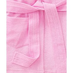 Babyhug Terry Knit Full Sleeve Hooded Bathrobe With Elastic At Waist & Text Embroidery - Pink