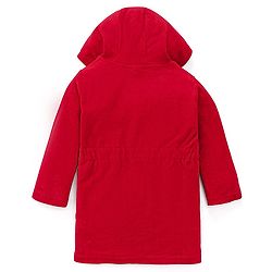 Babyhug Terry Knit Full Sleeve Hooded Bathrobe With Elastic At Waist & Animal Embroidery - Red