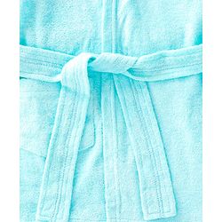 Babyhug Terry Knit Full Sleeve Hooded Bathrobe With Elastic At Waist & Animal Embroidery - Blue