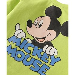 Babyhug Disney Single Jersey Knit Full Sleeves Night Suit with Mickey Mouse Graphics - Lime Green