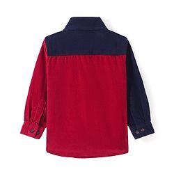 Babyhug Cotton Woven Full Sleeves Corduroy Shirt With Cut & Sew Design - Dark Red