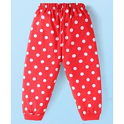 Babyhug Disney Single Jersey Knit Full Sleeves Night Suit with Minnie Mouse Graphic - White & Red
