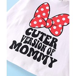 Babyhug Disney Single Jersey Knit Full Sleeves Night Suit with Minnie Mouse Graphic - White & Red