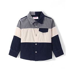 Babyhug Cotton Woven Full Sleeves   Solid Colour Courdroy Shirt - Blue & Grey