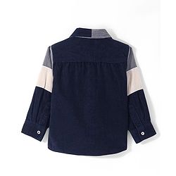 Babyhug Cotton Woven Full Sleeves   Solid Colour Courdroy Shirt - Blue & Grey