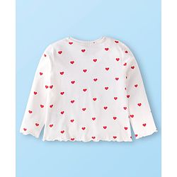 Babyhug Disney Single Jersey Knit Full Sleeves Top & Mesh Skirt Set With Minnie Mouse Graphics & Badge Detailing - White & Red