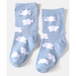Cute Walk by Babyhug Cotton Knit Anti-Bacterial Ankle Length Cloud & Parachute Designed Socks Pack of 5 - Light Blue Grey & White