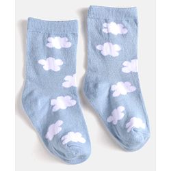 Cute Walk by Babyhug Cotton Knit Anti-Bacterial Ankle Length Cloud & Parachute Designed Socks Pack of 5 - Light Blue Grey & White