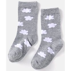 Cute Walk by Babyhug Cotton Knit Anti-Bacterial Ankle Length Cloud & Parachute Designed Socks Pack of 5 - Light Blue Grey & White