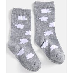 Cute Walk by Babyhug Cotton Knit Anti-Bacterial Ankle Length Cloud & Parachute Designed Socks Pack of 5 - Light Blue Grey & White