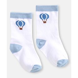 Cute Walk by Babyhug Cotton Knit Anti-Bacterial Ankle Length Cloud & Parachute Designed Socks Pack of 5 - Light Blue Grey & White