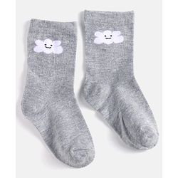 Cute Walk by Babyhug Cotton Knit Anti-Bacterial Ankle Length Cloud & Parachute Designed Socks Pack of 5 - Light Blue Grey & White
