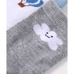 Cute Walk by Babyhug Cotton Knit Anti-Bacterial Ankle Length Cloud & Parachute Designed Socks Pack of 5 - Light Blue Grey & White