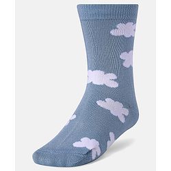 Cute Walk by Babyhug Cotton Knit Anti-Bacterial Ankle Length Cloud & Parachute Designed Socks Pack of 5 - Light Blue Grey & White