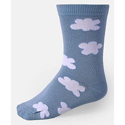 Cute Walk by Babyhug Cotton Knit Anti-Bacterial Ankle Length Cloud & Parachute Designed Socks Pack of 5 - Light Blue Grey & White