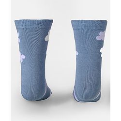 Cute Walk by Babyhug Cotton Knit Anti-Bacterial Ankle Length Cloud & Parachute Designed Socks Pack of 5 - Light Blue Grey & White