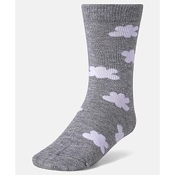 Cute Walk by Babyhug Cotton Knit Anti-Bacterial Ankle Length Cloud & Parachute Designed Socks Pack of 5 - Light Blue Grey & White