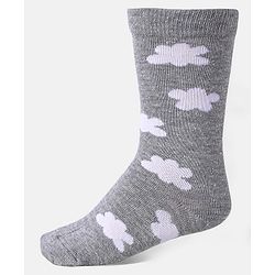 Cute Walk by Babyhug Cotton Knit Anti-Bacterial Ankle Length Cloud & Parachute Designed Socks Pack of 5 - Light Blue Grey & White