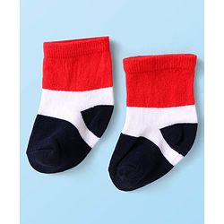 Cute Walk by Babyhug Knit Antibacterial Ankle Length Striped Socks with Polka Dot & Star Print Pack of 5 - Navy & Red