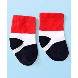 Cute Walk by Babyhug Knit Antibacterial Ankle Length Striped Socks with Polka Dot & Star Print Pack of 5 - Navy & Red
