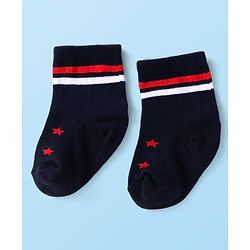 Cute Walk by Babyhug Knit Antibacterial Ankle Length Striped Socks with Polka Dot & Star Print Pack of 5 - Navy & Red