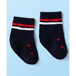 Cute Walk by Babyhug Knit Antibacterial Ankle Length Striped Socks with Polka Dot & Star Print Pack of 5 - Navy & Red