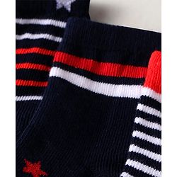 Cute Walk by Babyhug Knit Antibacterial Ankle Length Striped Socks with Polka Dot & Star Print Pack of 5 - Navy & Red