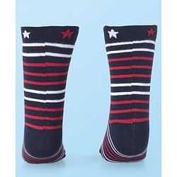 Cute Walk by Babyhug Knit Antibacterial Ankle Length Striped Socks with Polka Dot & Star Print Pack of 5 - Navy & Red