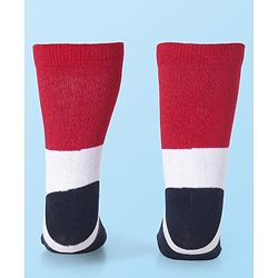 Cute Walk by Babyhug Knit Antibacterial Ankle Length Striped Socks with Polka Dot & Star Print Pack of 5 - Navy & Red