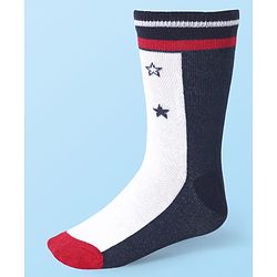 Cute Walk by Babyhug Knit Antibacterial Ankle Length Striped Socks with Polka Dot & Star Print Pack of 5 - Navy & Red