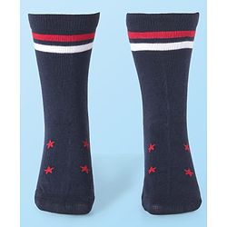 Cute Walk by Babyhug Knit Antibacterial Ankle Length Striped Socks with Polka Dot & Star Print Pack of 5 - Navy & Red