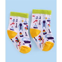 Cute Walk by Babyhug Ankle Length Socks with Stripes Pack of 5 - Yellow & Blue