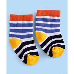 Cute Walk by Babyhug Ankle Length Socks with Stripes Pack of 5 - Yellow & Blue