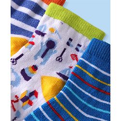 Cute Walk by Babyhug Ankle Length Socks with Stripes Pack of 5 - Yellow & Blue