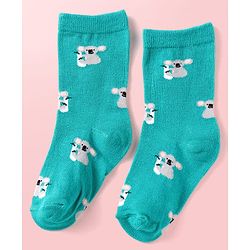 Cute Walk By Babyhug Cotton Knit Anti-Bacterial Ankle Length Elephant & Animal Designed Socks Pack Of 5 - Red Green & White