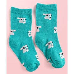 Cute Walk By Babyhug Cotton Knit Anti-Bacterial Ankle Length Elephant & Animal Designed Socks Pack Of 5 - Red Green & White